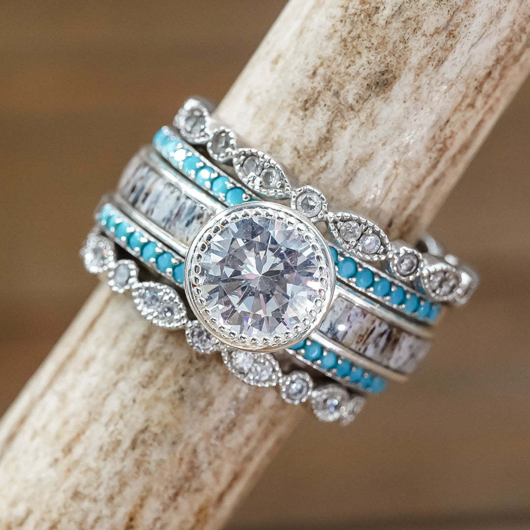 

New shiny zircon round princess five-piece fashion women s engagement proposal holiday gift jewelry 5 белого золота