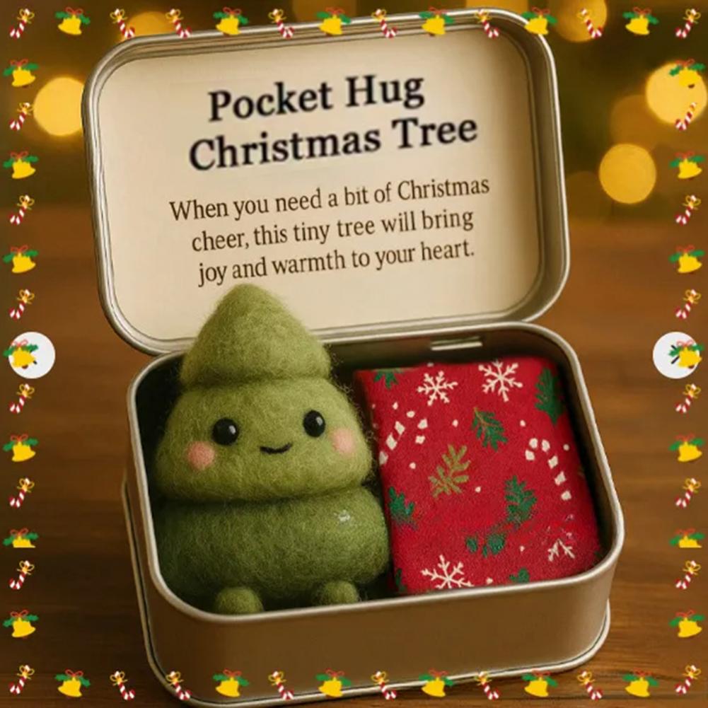 Christmas Pocket Hug Gift Handmade Felt Doll in Box Little Pocket Hug with Gift Card Thoughtful Gift for Friends Family