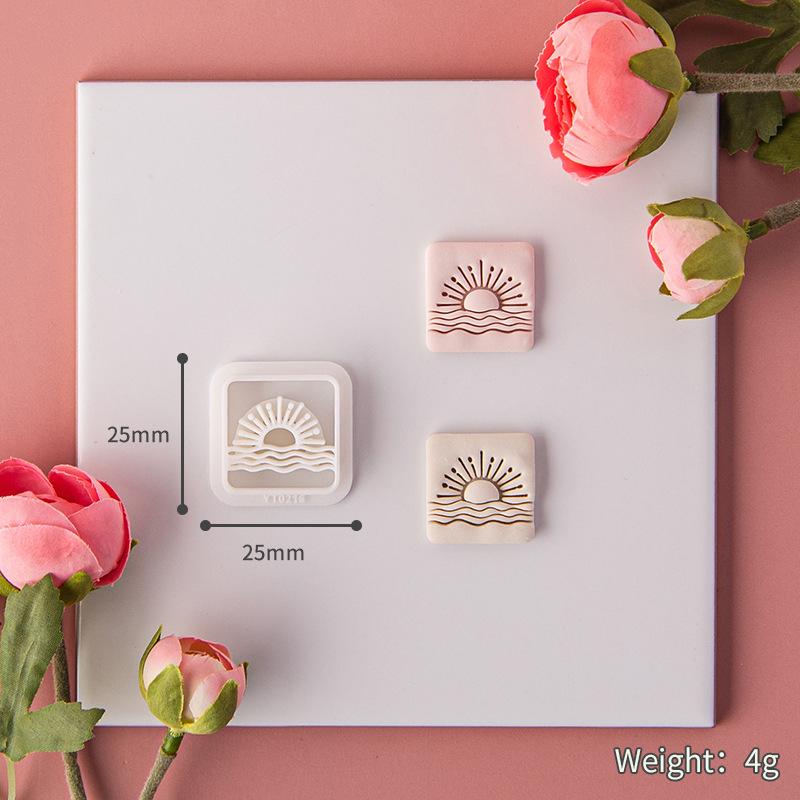Coconut Tree Sun Polymer Clay Cutter Summer Holiday Sunset Sunrise Landscape Arc Clay Cutter for Earrings Jewellery