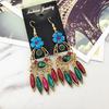 Vintage court gem set earrings long temperament bohemian earrings niche earrings women
