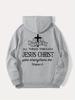 Religious Slogan Printed Men's American Street Retro Hip-hop Sportswear Casual Pullover Hoodie for Autumn and Winter Daily Wear.