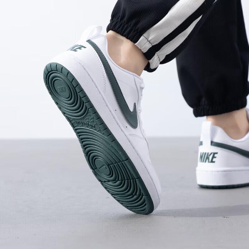 Nike Court Borough Slip Resistant Abrasion Resistant Low top Kids' Skateboarding Shoes White Green Sneakers DV5456-122