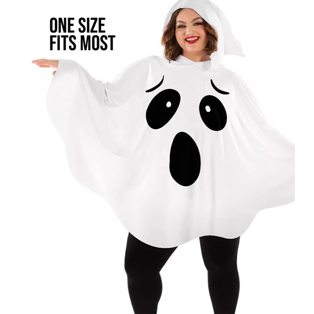 White Hooded Cape, Adult Ghost Outfit, Horror Soft Fabric, Easy To Durable For Long-Term Use. For Halloween, And