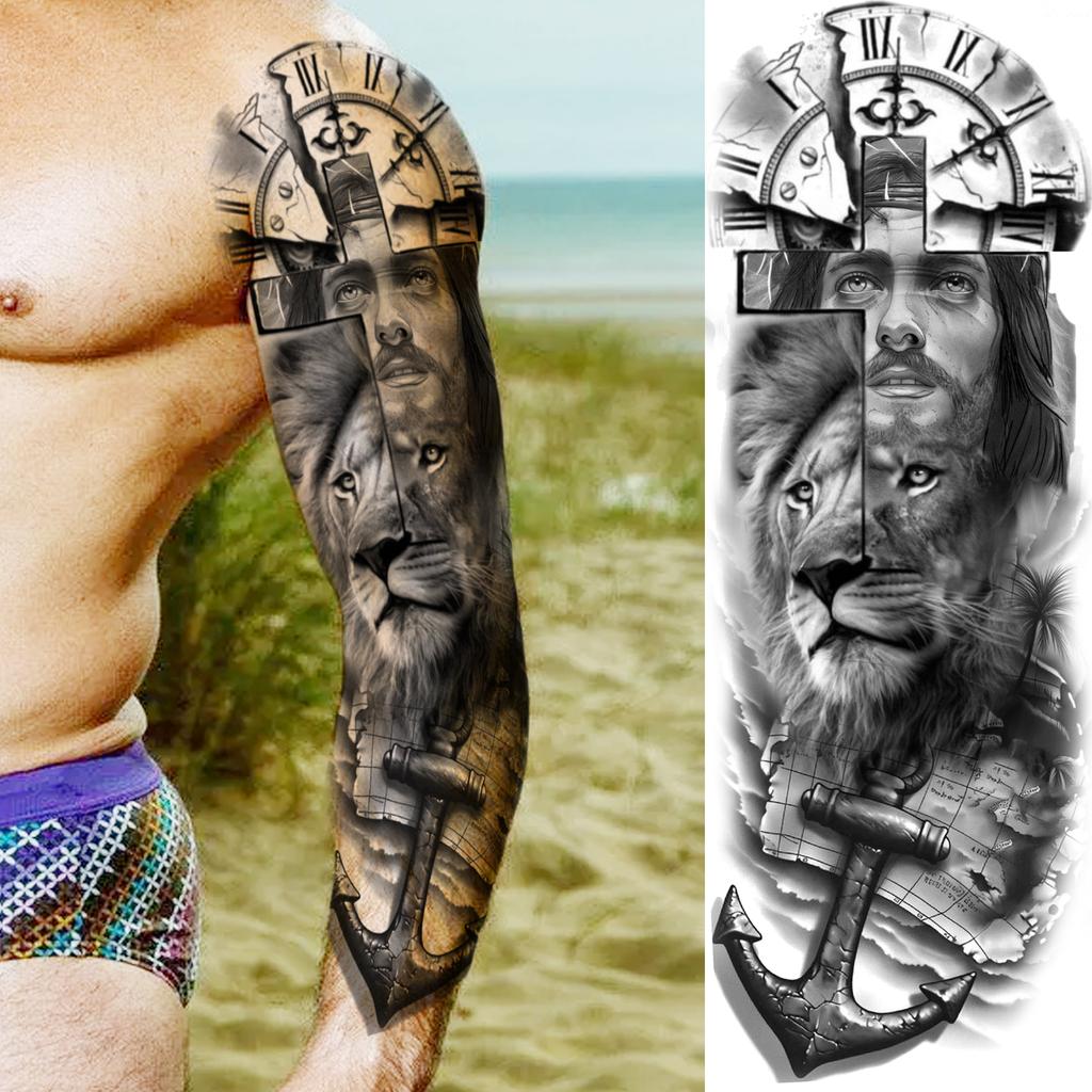 1 Sheet Full Arm Robber Gangster Temporary Tattoos For Men Women Waterproof  Tatoo Sleeve Realistic Bad Guy Fake Tattoos Sticker