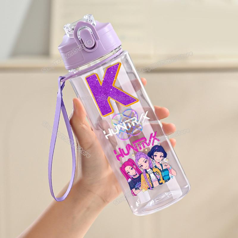 900ml KPop Łowcy Demonów List Butelka na Wodę Rumi Mira Zoey Dziewczęca Szkolna Kubek na Napoje Duża Pojemność Dziecięca Sportowa Outdoorowa Butelka ze Słomką
