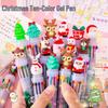 Cartoon Christmas 10-Color Click-Action Ballpoint Pen – Cute Student Stationery Gift.
