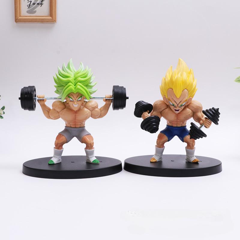 5Pcs/set Dragon Ball Super Saiyan Broly Green Hair Master Roshi Son Goku Bodybuilding Muscle PVC Action Figure Mode