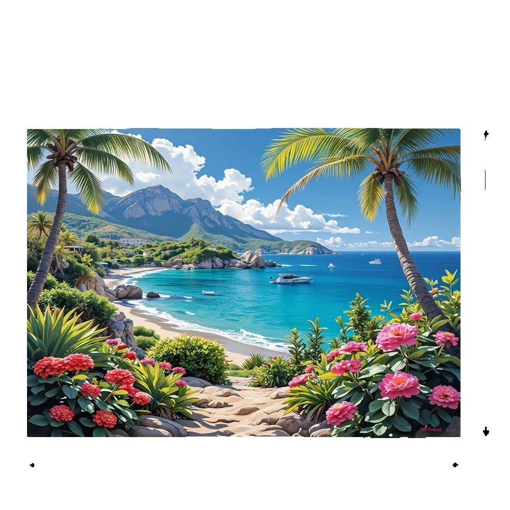 

VIKAMA Coastal Landscape Print Tapestry Durable Wall Hanging Ideal For Bedroom Headboards And Living Room Home Decoration 74x94cm(29x37in)