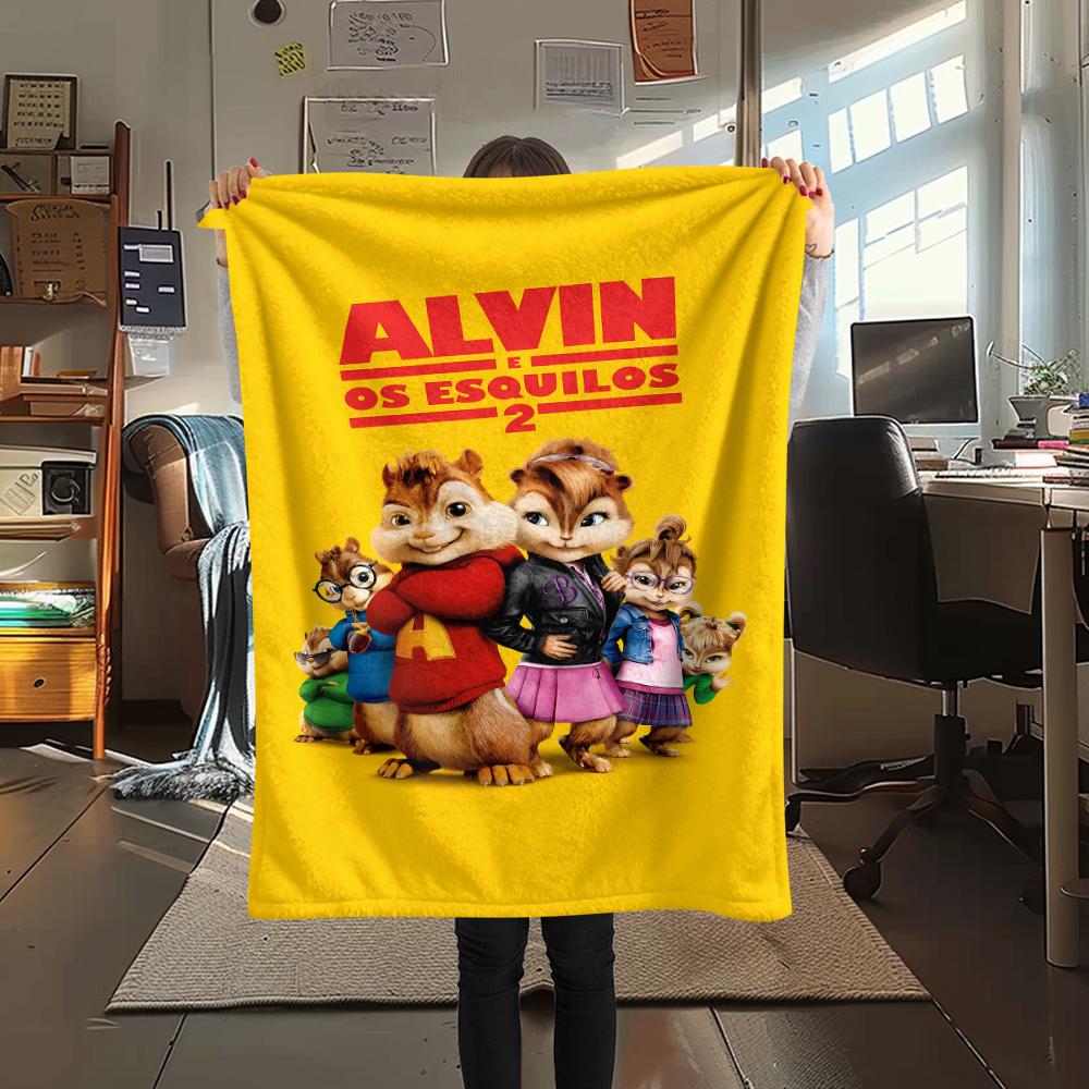 1pz Coperta in Flanella con Stampa di Alvin & The Chipmunks, Alta qualità per Tutte le Stagioni, Decorazione per la Casa, Calore e Comfort, Perfetta per Regali di Natale