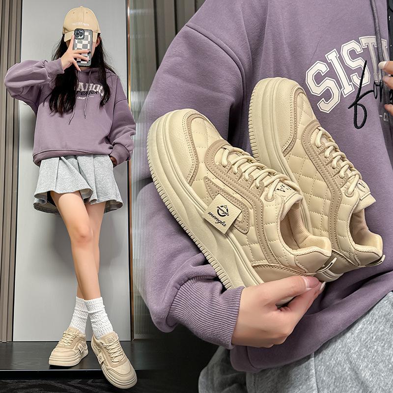 Spring and Autumn New Sports and Leisure Ins Platform Leather Single Shoes Board Shoes