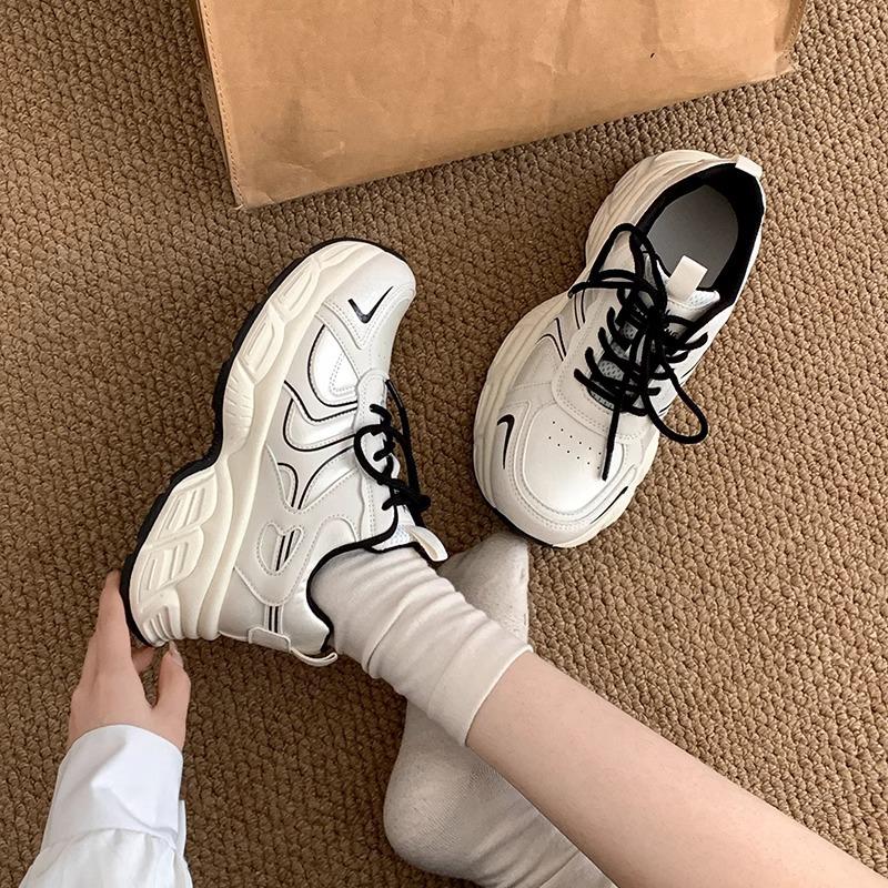 Platform Dad Shoes Women's 2025 New Spring Women's Shoes Popular Versatile Casual Sports Shoes Heightening White Shoes