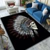 Skull with Feathered Headdress Patterned Carpet, Suitable As a Non Slip Play Mat for the Living Room and Bedroom Sofa