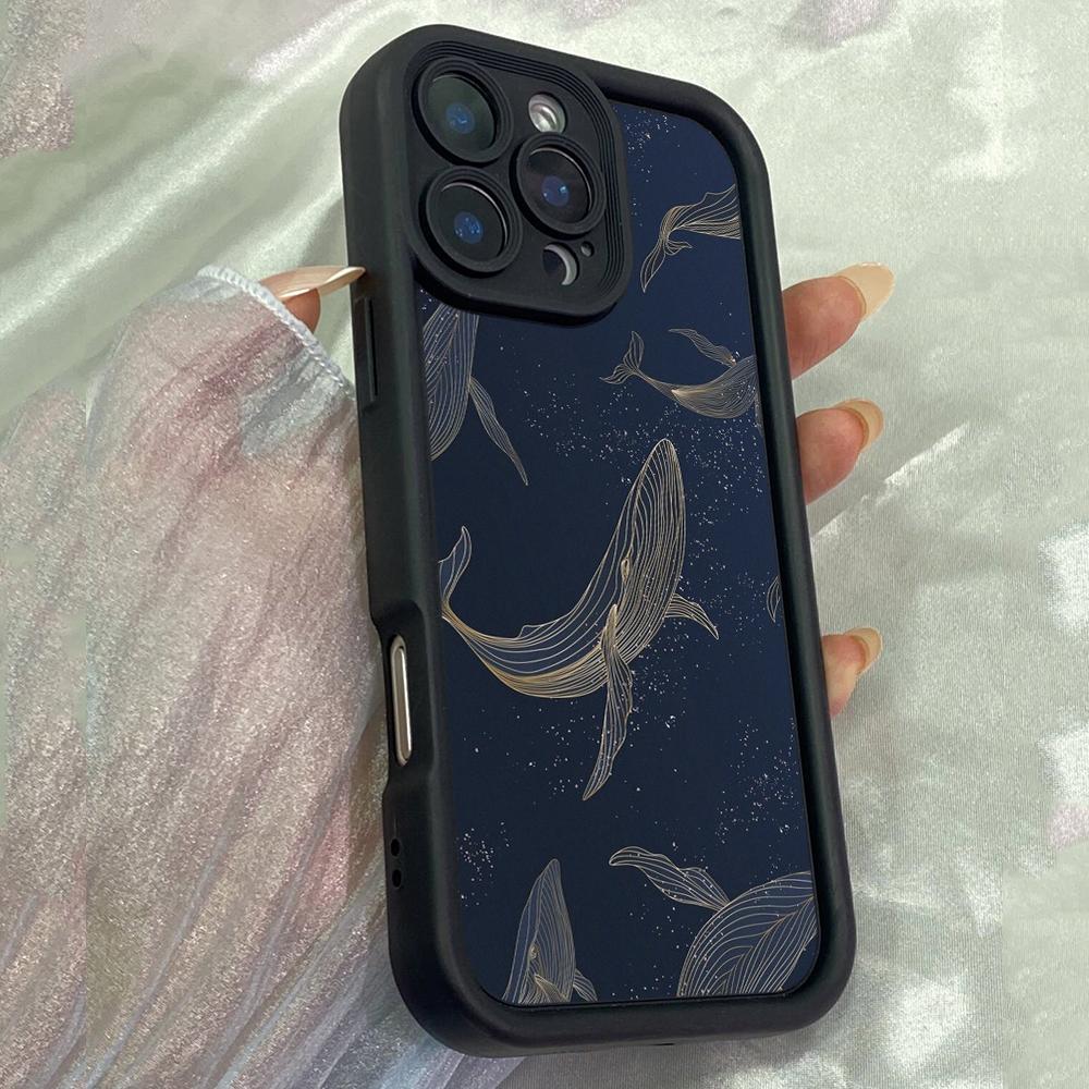 JT569 Whale Dark for iPhone 17 16 15 14 13 12 Pro Max Samsung S26 S25 Ultra A17 A07 A56 A16 A15 A14 Xiaomi 15T Redmi 15c 14C Note 11 12 13 Soft Case