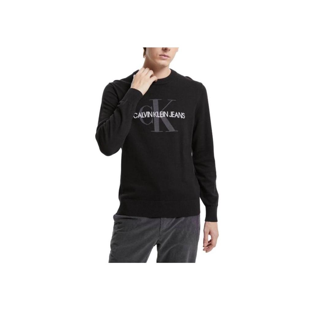 Calvin Klein Logo Print Knit Sweater Men Tops Black J319386-BEH