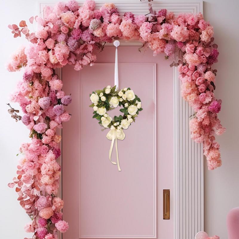Valentine Rose Wreath Spring Wreath Valentine Wreath 15.7 Inch Floral Wreath With Rose Front Door Sign Door Wreath Artificial