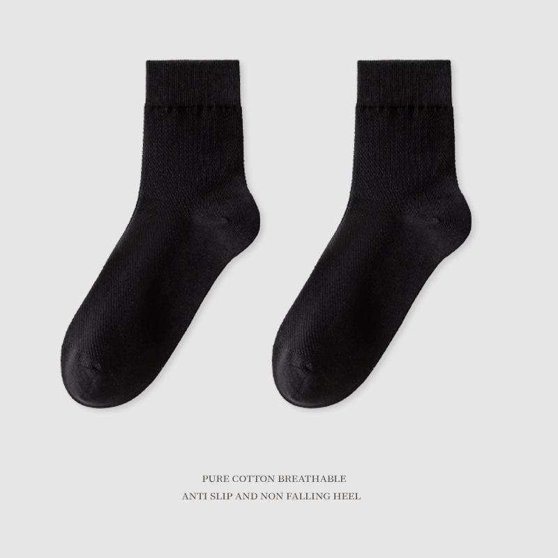 

Men s Summer Thin Pure Cotton Mid-calf Socks, Mesh Breathable, Antibacterial and Deodorizing Spring and Autumn Casual Business Socks 1 pair чорний