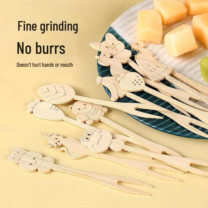 ZISIZ Cute Animal Disposable Bamboo Fruit Forks