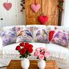 4pcs Valentine'S Day Throw Pillow Covers | Pink Purple Flowers and Birds Designs, Zip Closure, Polyester, Hand Wash Only