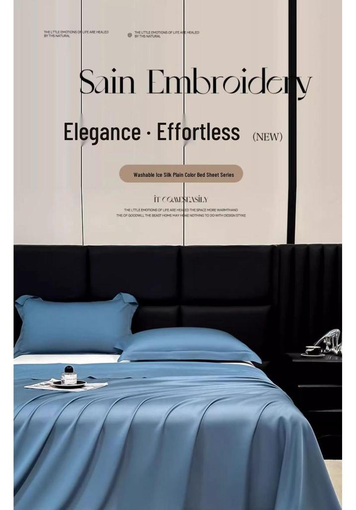 Juego de Ropa de Cama de Seda Helada de Verano Refrescante - Funda Nórdica Lavable y Transpirable, Funda de Almohada para Dormitorios de Estudiantes Individuales