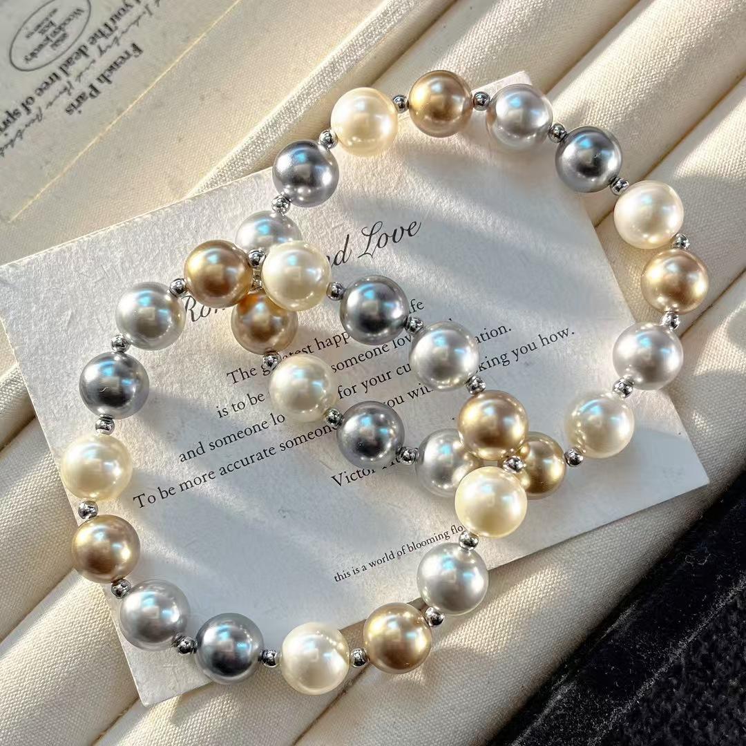 

10Mm Vintage High Quality Tahitian Merad Color Artificial Crystal Pearl Bracelet Bracelet