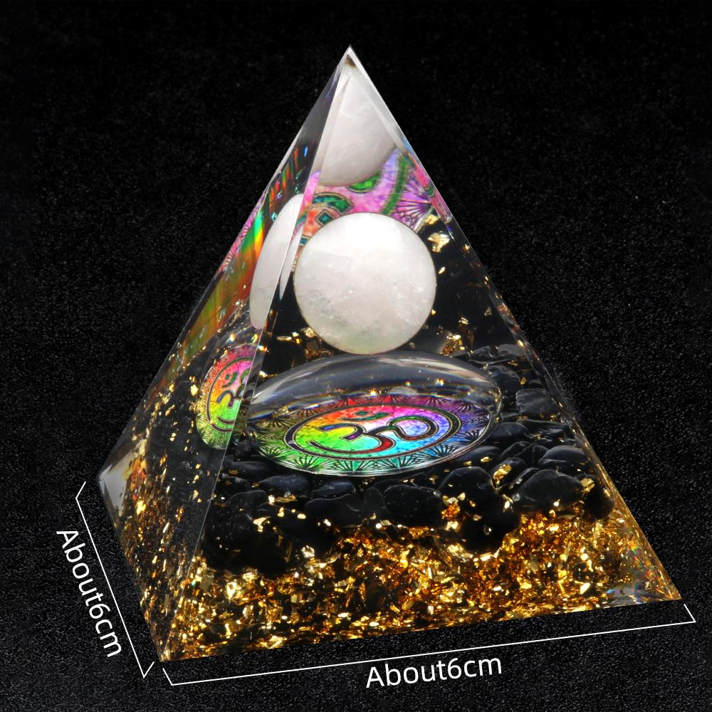 Crystal Devil's Eye Pyramid Natural Crushed Stone Lapis Lazuli Dropping Resin Home and Office Desktop Decoration Crafts 6x6cm