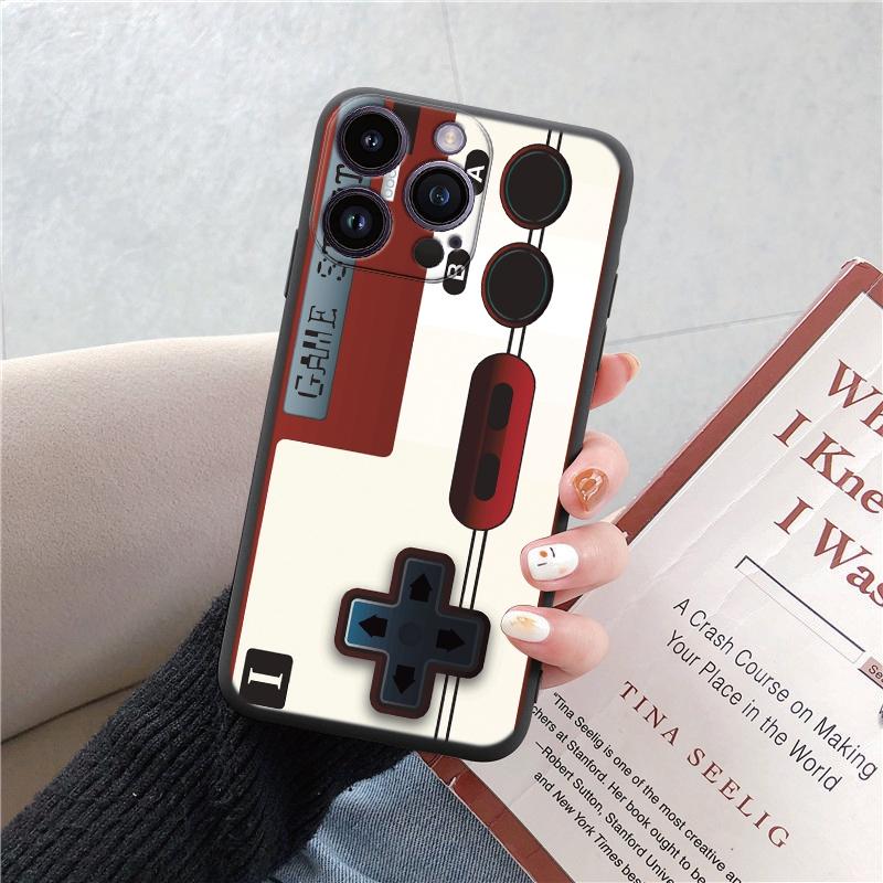 Módní, vtipná, měkká pouzdra na telefon s retro vzorem pro iPhone 15 Pro 6 14 XS 13 Max XR 12 Mini 7 Plus X SE 8 11 TPU nárazuvzdorný černý kryt