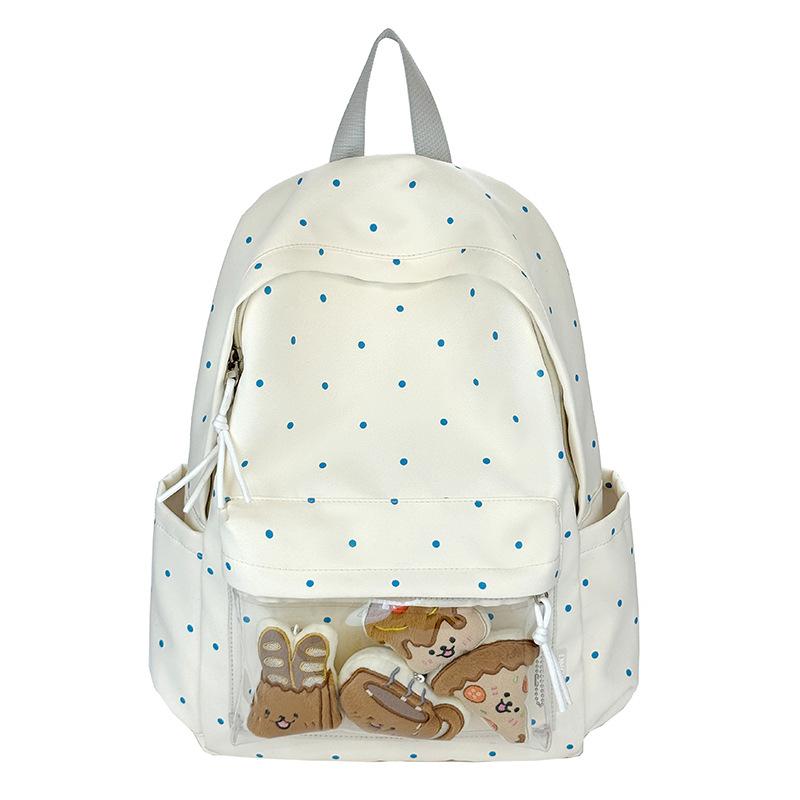 

Школьная сумка с принтом в горошек, женский рюкзак в студенческом стиле, дорожный рюкзак белый