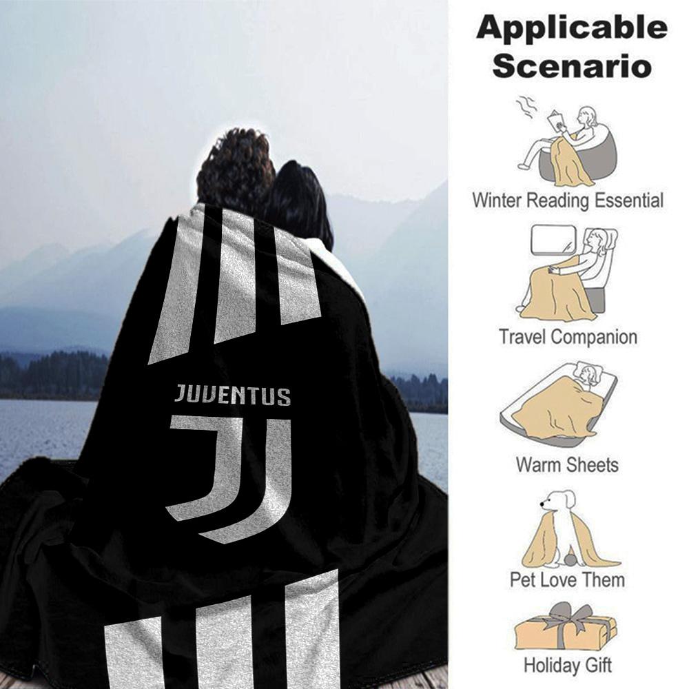 Juventus Logo Streifenmuster Druck Flanelldecke Weiche Warme Überwurfdecke Fußballfan Sofa Bett Heimdekoration