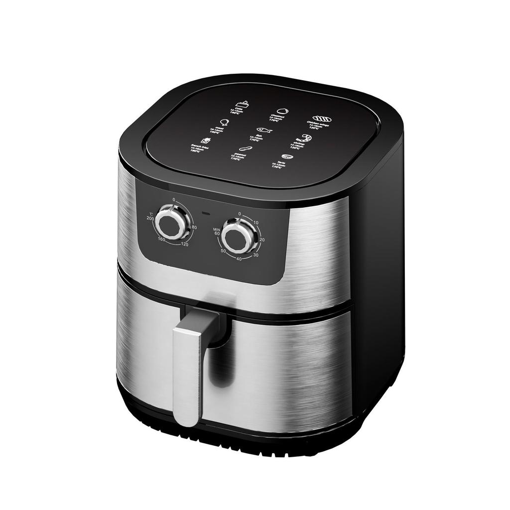 2025 Touch Control Stainless Steel Air Fryer with Large Capacity and Visible Cooking Chamber