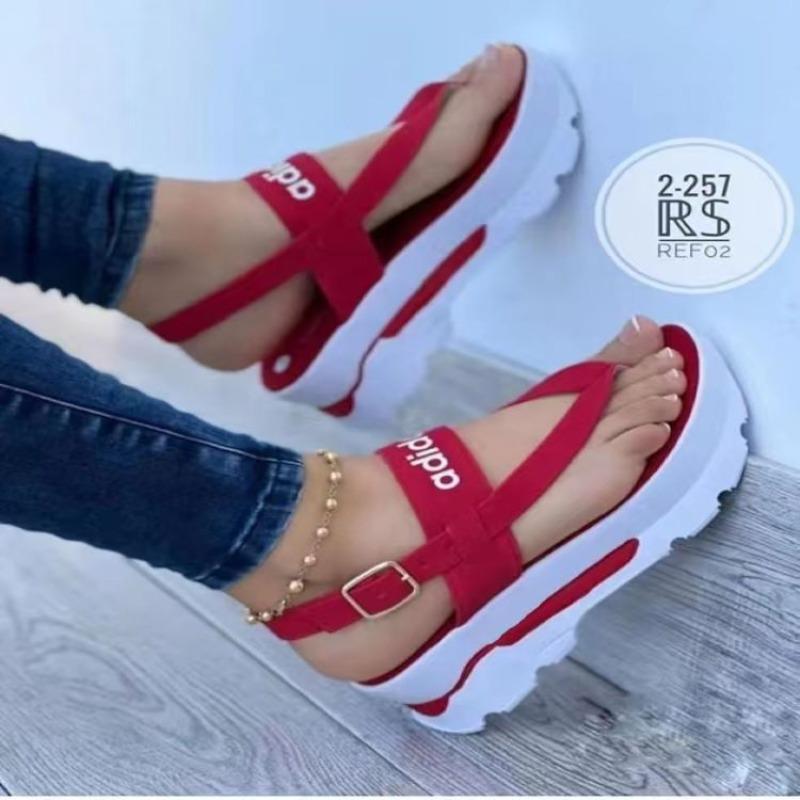 

Summer large size slope heel toe buckle with herringbone sandals women s new outer sandals 36 красный
