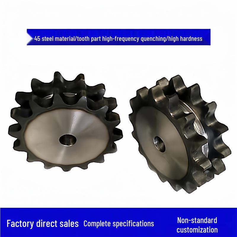 45 Steel Double Row Sprocket, 20A, 1.2 Inch, Industrial Flat Plate with 31.75 Pitch, 10/20/30/35/40 Teeth