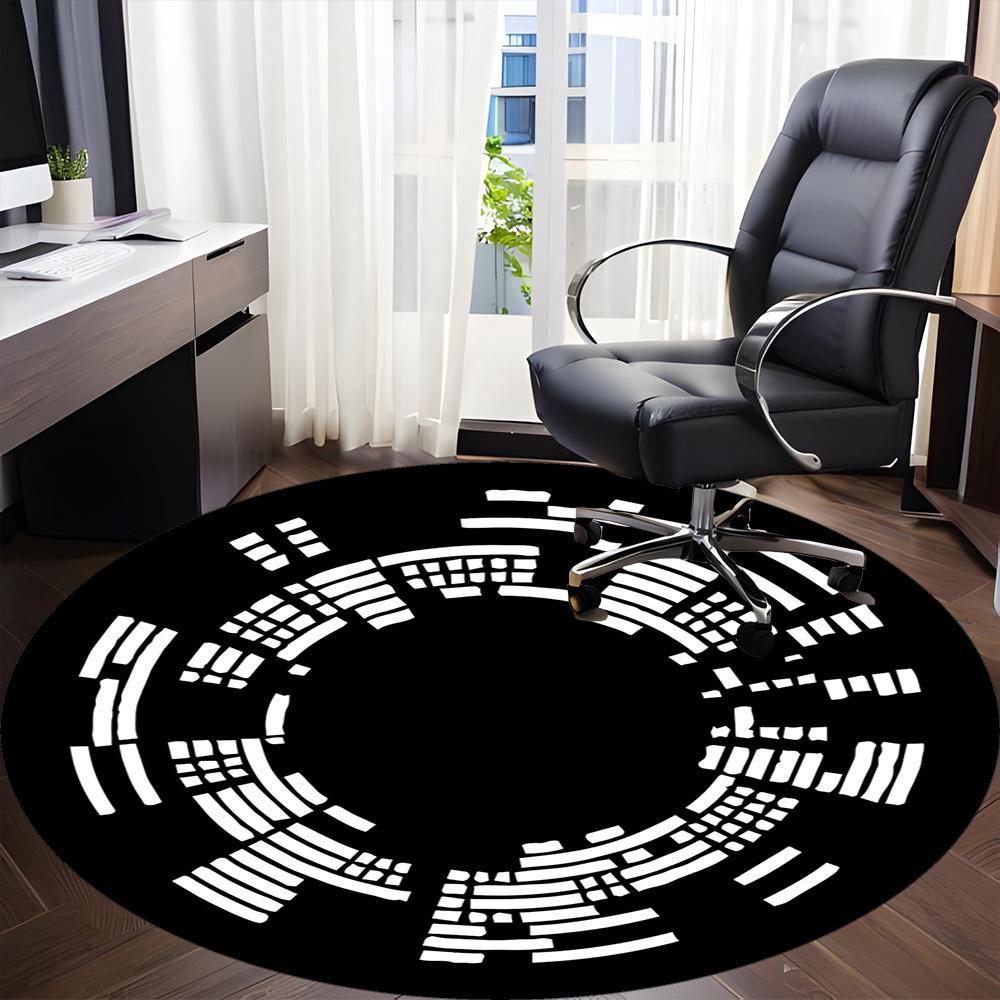 1pc Circle Pattern Office Round Area Rug, Indoor Mat Suitable For Office, Under Office Chairs Bedroom Living Room Home Decor, Room Deco