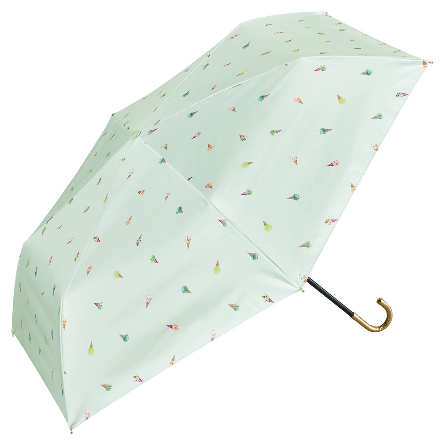 Parasol Ice Cream x Sunshade Ice Cream Pattern Mini Mint Light UV for Sunny and Rainy Folding Umbrella Lightweight Wpc. - Baskin-Robbins Wpc. Heat