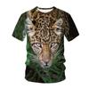 European and American summer T-shirt fashion trend, animal cheetah print 3D T-shirt for men's casual plus size loose top