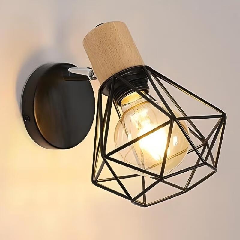 Retro Industrial Dimmable Iron Cage Wall Sconce