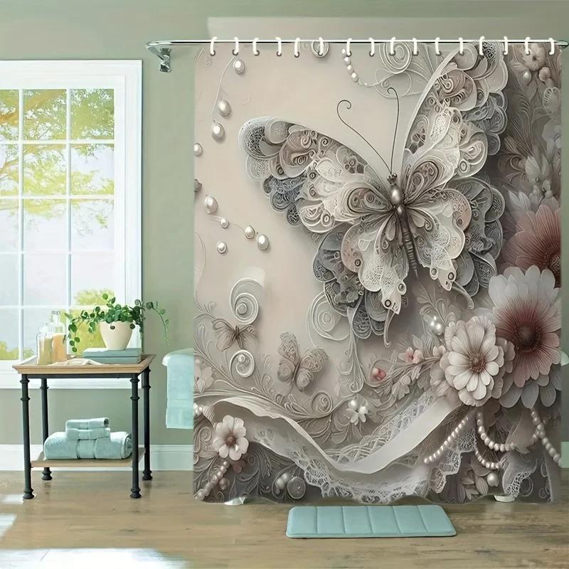 Ethereal Butterfly Shower Curtain - Delicate Bath Decor, Perfect For Those Who Love Soft And Nature-Inspired Designs
