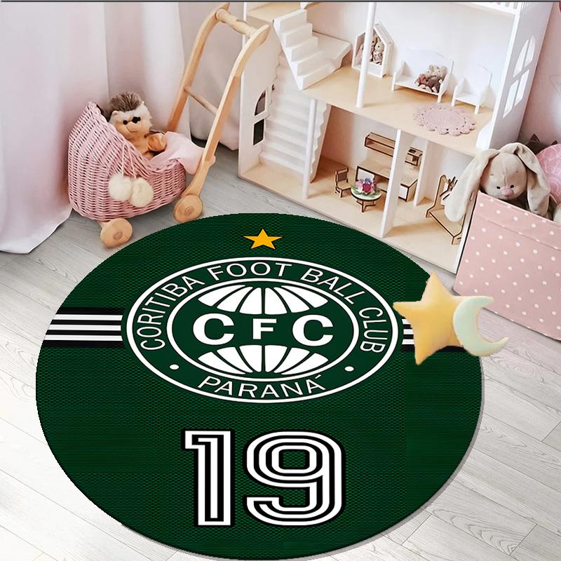 1PC round rug Cori-tiba Football Club Crest Printed Round Area Rug ,Rug For Home Office, Round Chair Rug, Decorative Carpet Fan gifts Christmas gift