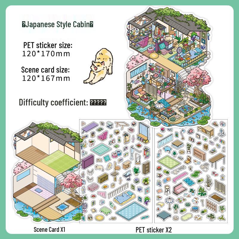 Infeel.Me My Little House 3D Scenery Stickers - Miniature Two-Layer Quiet Book Series