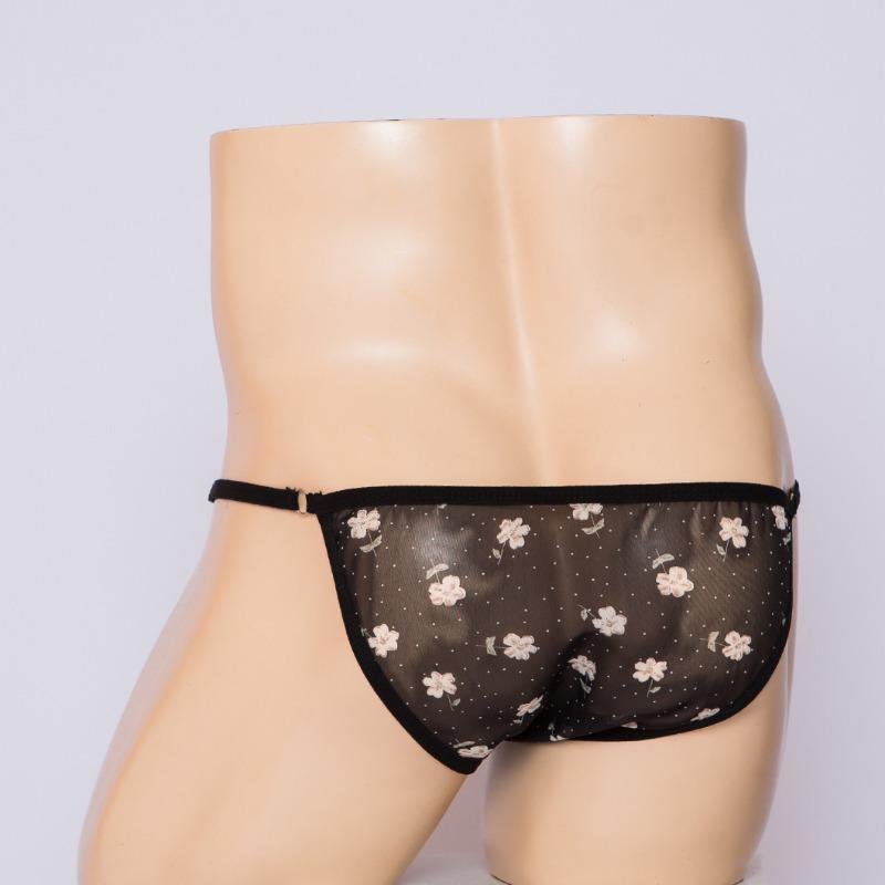 Majtki z kieszonką Sissy Męskie Stringi z trąbą słonia T-Back Siateczkowe Przezroczyste G-String Regulowane Niskie Majtki Otwór na Penis Bielizna