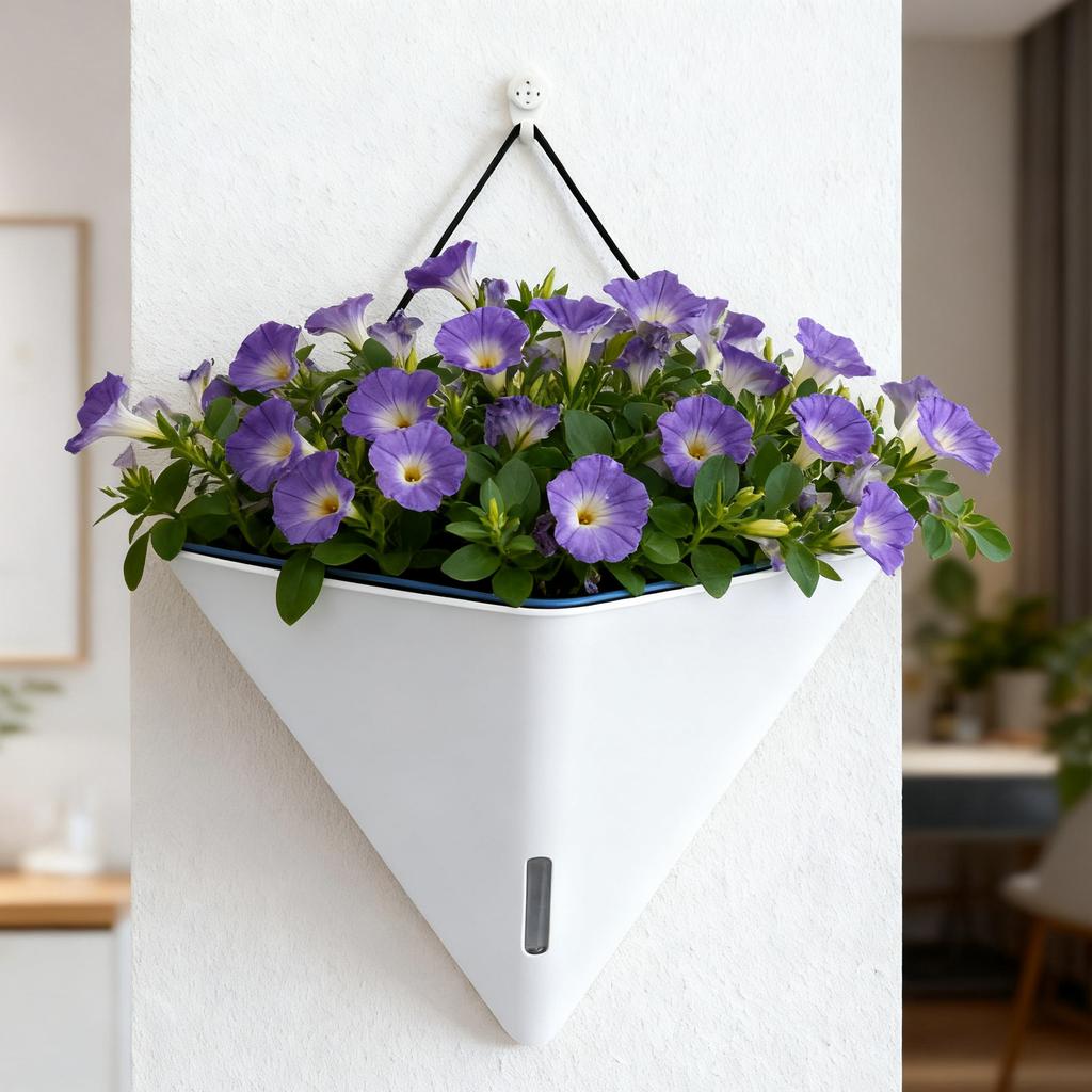 Triangular Wall Mounted Flower Pot Planters Self Watering Hanging Basin for Plants Lazy Flowerpot Office Home Garden Accessories
