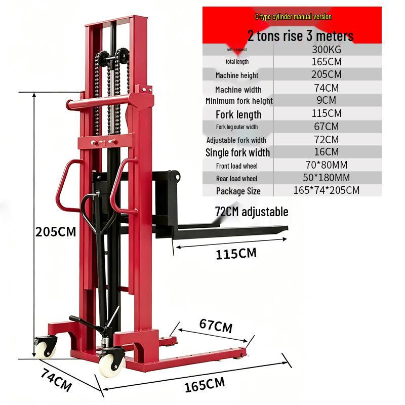 Semi-Electric Hydraulic Stacker 2 Ton - Manual & Electric Forklift Lifter