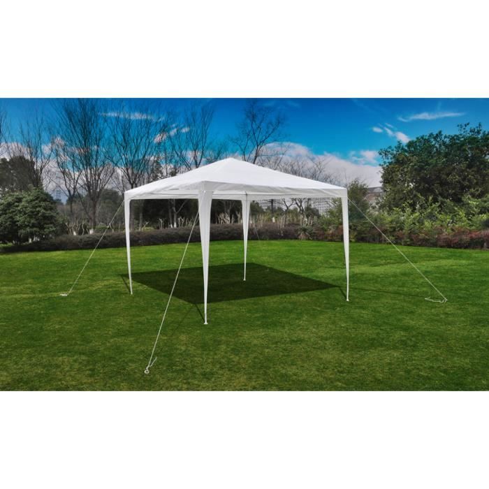 VidaXL Tonnelle Pavillon de jardin blanc 3x3m