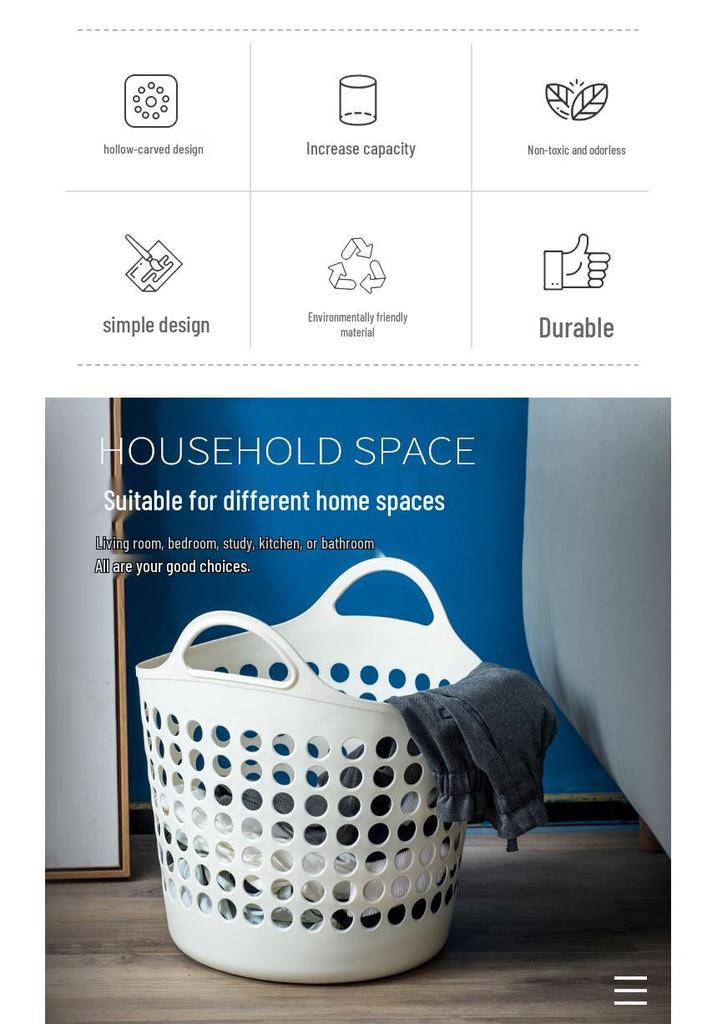 Large Handheld Multi-Purpose Storage Basket for Laundry, Clothes, and Vegetables - Japanese/Korean Style
