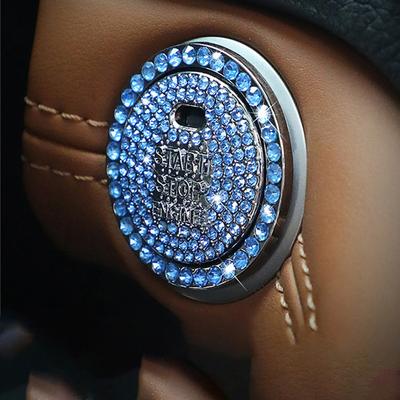 Bling Rhinestone Decoration Car Start Stop Engine Button Cover Full Diamond Ring Sticker Decoration Interior Accessories