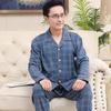 Yu Zhaolin Men's Mid-Aged Long Sleeve Cotton Pajama Set