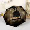 Elvis Personalisierter Textschirm Kompakter Reise-Automatikschirm Kompakt Langlebig 8-Rippen Faltbares Design für den Außenbereich Tägliche Nutzung Modisches Accessoire