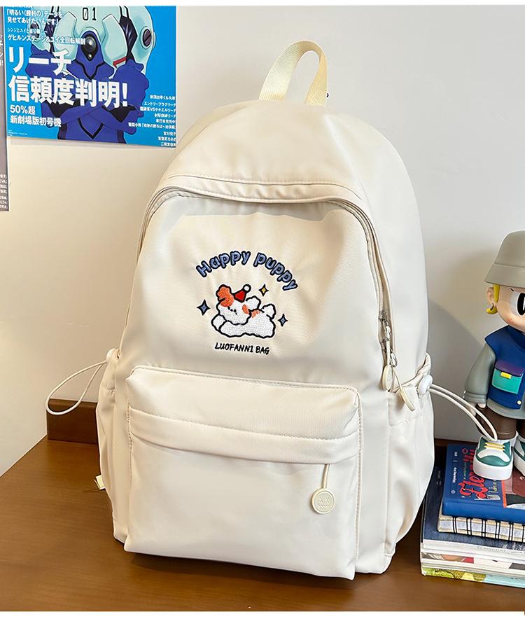 School bag dopamine ins wind cute embroidery school bag simple large capacity versatile commuter backpack travel lightweight backpack