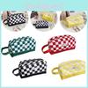 Stylish Checkerboard Pencil Case Large Capacity Canvas Stationery Bag