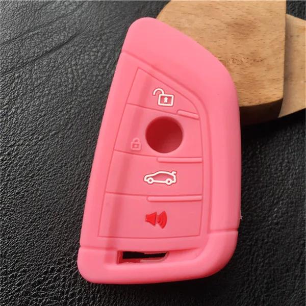 silicone rubber car key fob cover case wallet bag holder for BMW 2016 2017 X1 F48 X3 X4 X5 X6 730 740 750 3 4 button key case