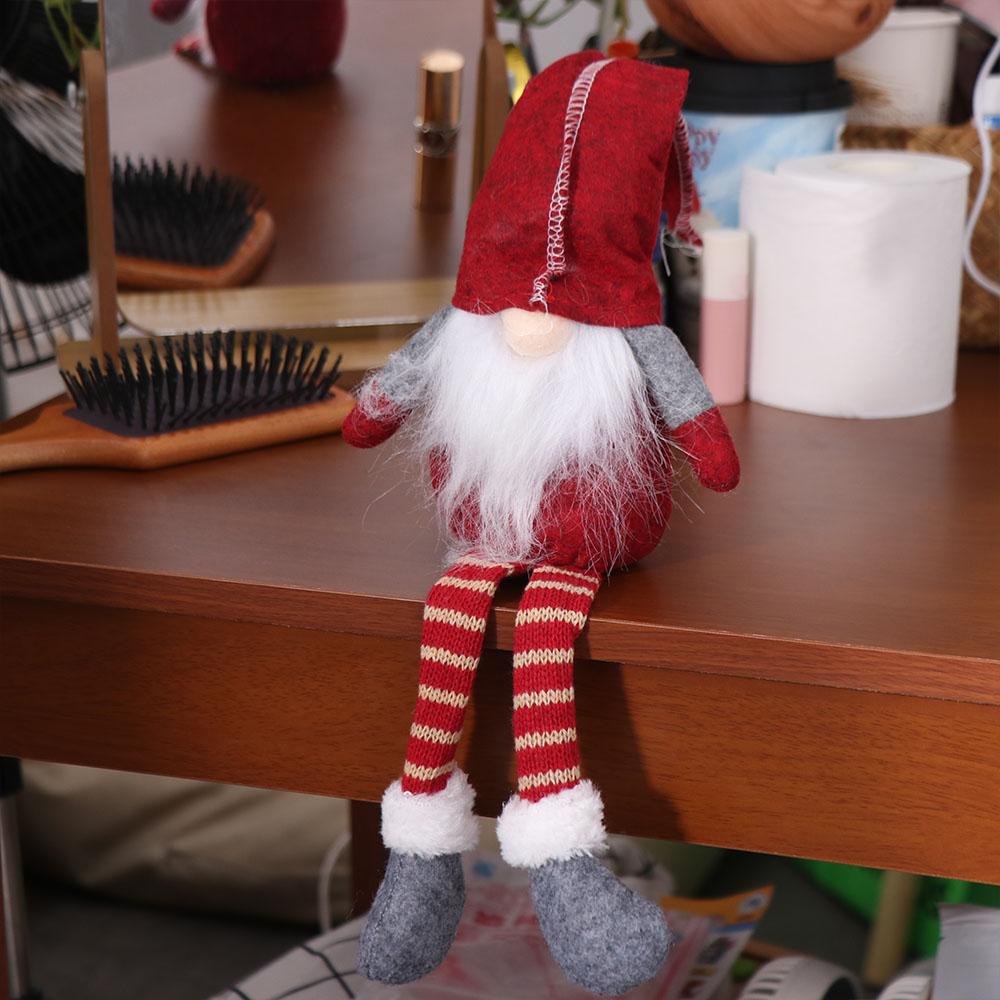 Mini Long-legged Christmas Doll Kawaii Knitted Christmas Figurine Xmas Faceless Doll Pendant Home